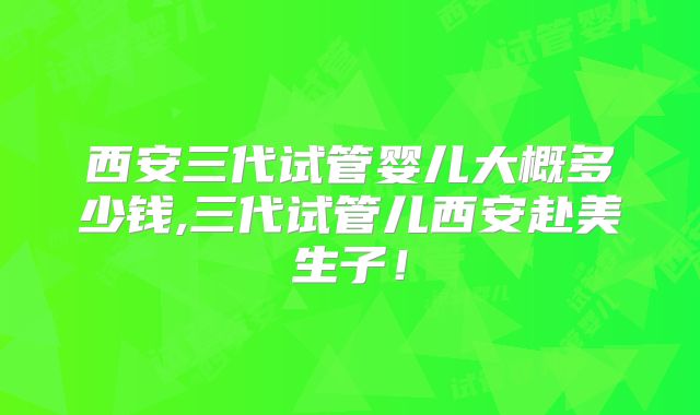 西安三代试管婴儿大概多少钱,三代试管儿西安赴美生子!