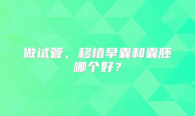 做试管，移植早囊和囊胚哪个好？