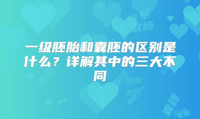 一级胚胎和囊胚的区别是什么？详解其中的三大不同