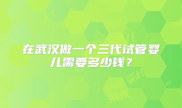 在武汉做一个三代试管婴儿需要多少钱?