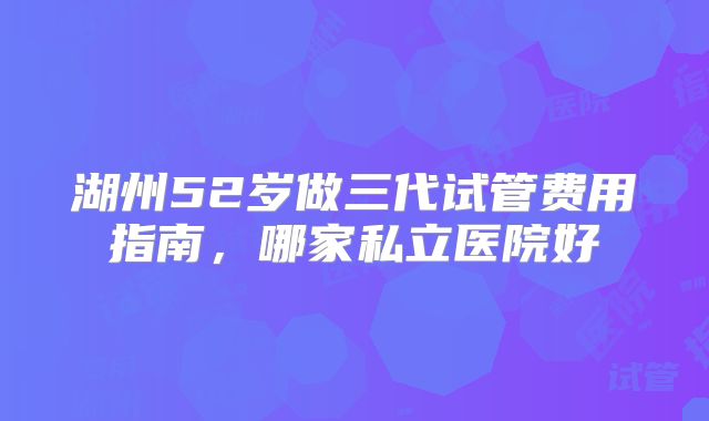 湖州52岁做三代试管费用指南,哪家私立医院好