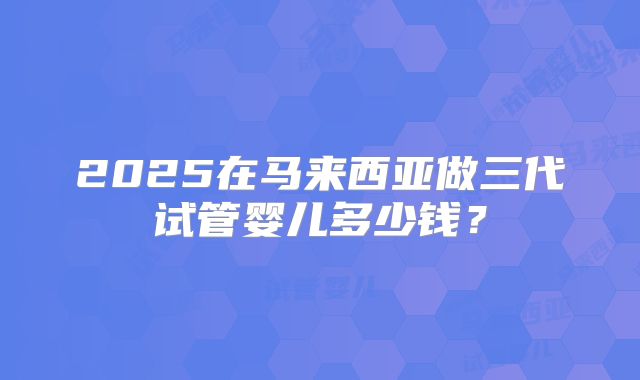 2025在马来西亚做三代试管婴儿多少钱？