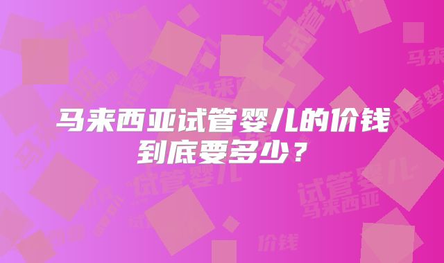 马来西亚试管婴儿的价钱到底要多少？