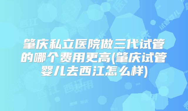 肇庆私立医院做三代试管的哪个费用更高(肇庆试管婴儿去西江怎么样)