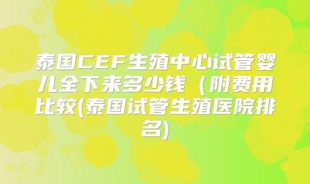 泰国CEF生殖中心试管婴儿全下来多少钱（附费用比较(泰国试管生殖医院排名)