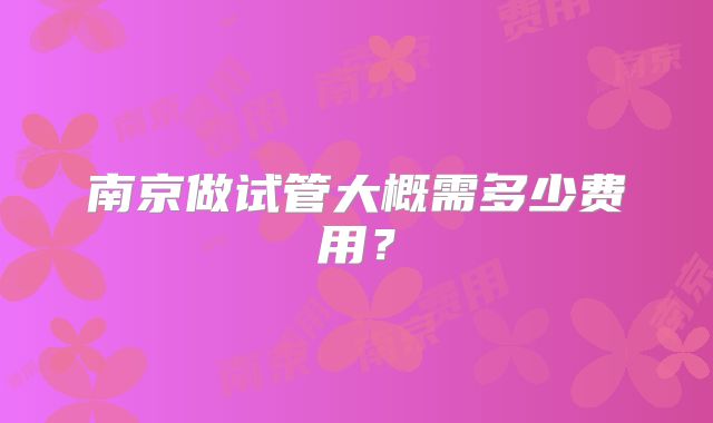 南京做试管大概需多少费用？