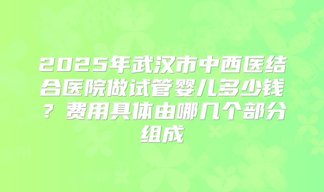 2025年武汉市中西医结合医院做试管婴儿多少钱？费用具体由哪几个部分组成
