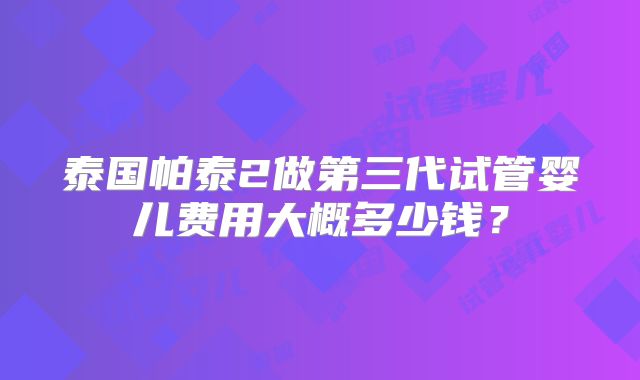 泰国帕泰2做第三代试管婴儿费用大概多少钱？