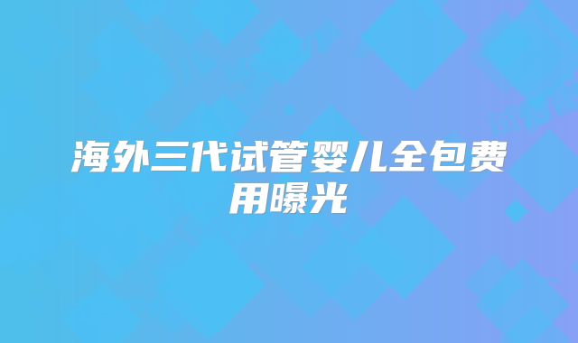 海外三代试管婴儿全包费用曝光