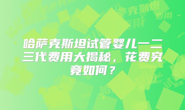 哈萨克斯坦试管婴儿一二三代费用大揭秘，花费究竟如何？