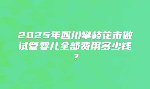 2025年四川攀枝花市做试管婴儿全部费用多少钱？