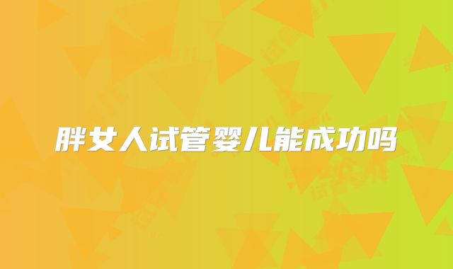 胖女人试管婴儿能成功吗