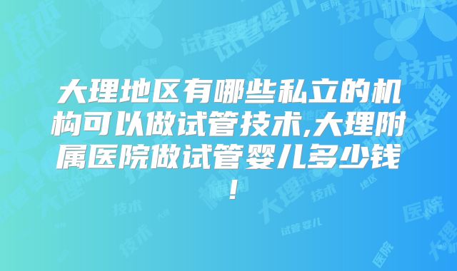 大理地区有哪些私立的机构可以做试管技术,大理附属医院做试管婴儿多少钱！