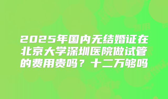 2025年国内无结婚证在北京大学深圳医院做试管的费用贵吗？十二万够吗