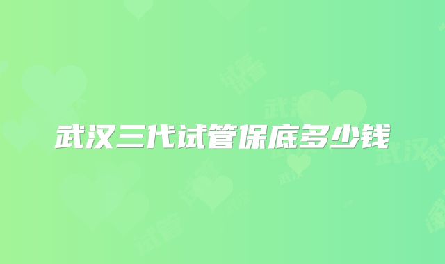武汉三代试管保底多少钱