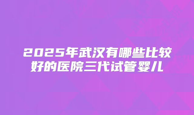 2025年武汉有哪些比较好的医院三代试管婴儿