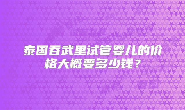 泰国吞武里试管婴儿的价格大概要多少钱？