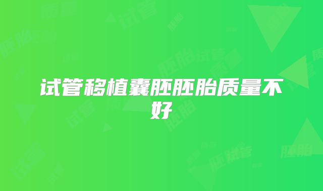 试管移植囊胚胚胎质量不好