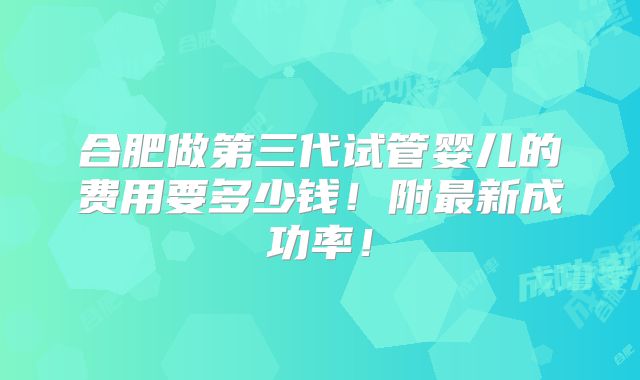 合肥做第三代试管婴儿的费用要多少钱!附最新成功率!