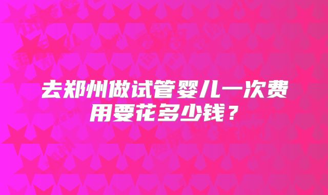 去郑州做试管婴儿一次费用要花多少钱？