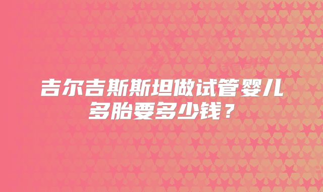 吉尔吉斯斯坦做试管婴儿多胎要多少钱?