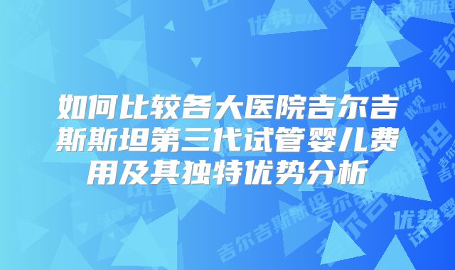 如何比较各大医院吉尔吉斯斯坦第三代试管婴儿费用及其独特优势分析