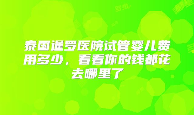 泰国暹罗医院试管婴儿费用多少,看看你的钱都花去哪里了