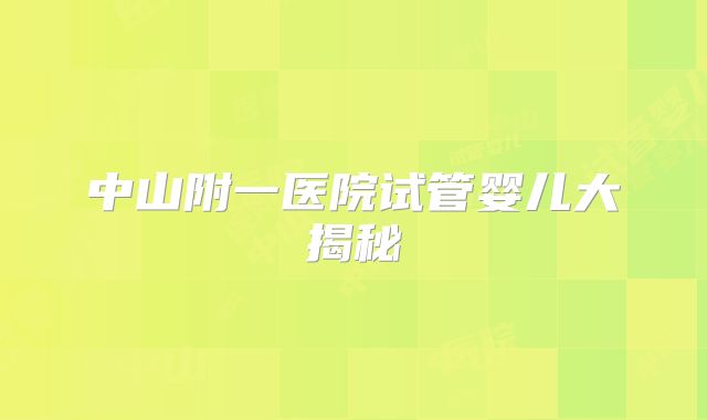 中山附一医院试管婴儿大揭秘