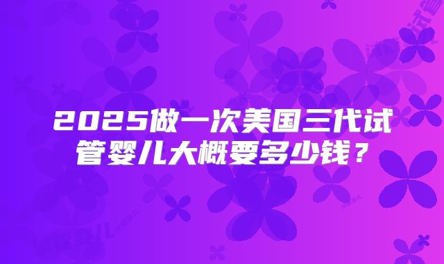 2025做一次美国三代试管婴儿大概要多少钱？