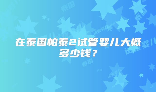 在泰国帕泰2试管婴儿大概多少钱？