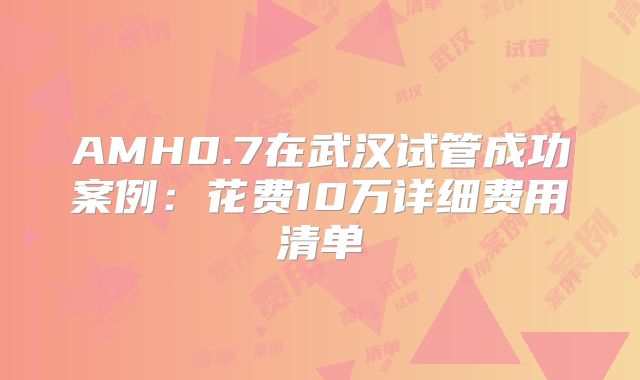 AMH0.7在武汉试管成功案例:花费10万详细费用清单