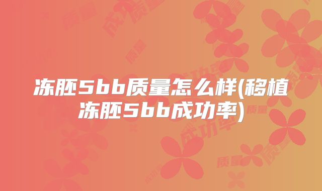 冻胚5bb质量怎么样(移植冻胚5bb成功率)
