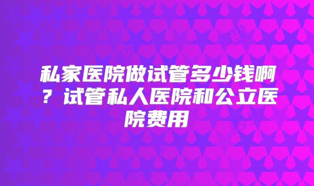 私家医院做试管多少钱啊?试管私人医院和公立医院费用