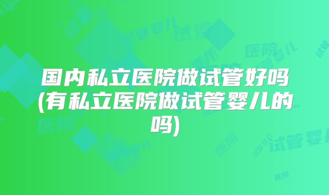 国内私立医院做试管好吗(有私立医院做试管婴儿的吗)