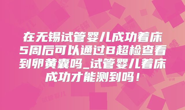 在无锡试管婴儿成功着床5周后可以通过B超检查看到卵黄囊吗_试管婴儿着床成功才能测到吗！