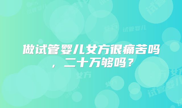 做试管婴儿女方很痛苦吗,二十万够吗?
