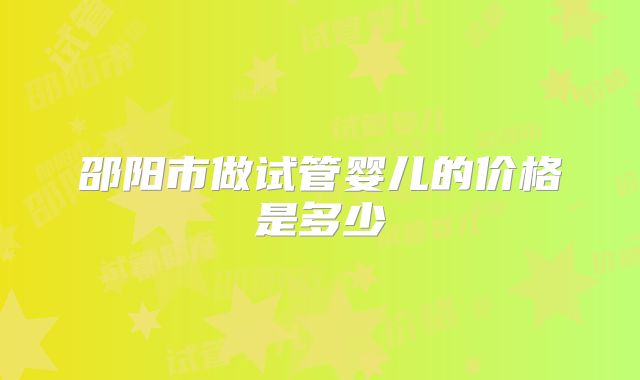 邵阳市做试管婴儿的价格是多少