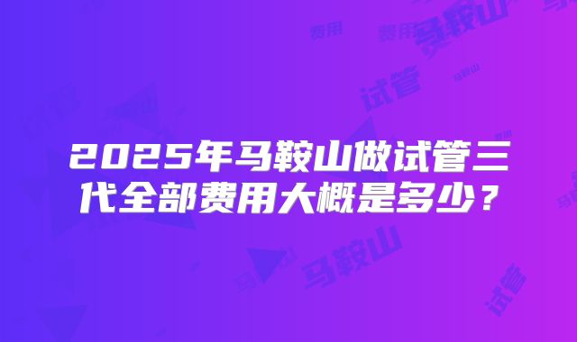 2025年马鞍山做试管三代全部费用大概是多少？