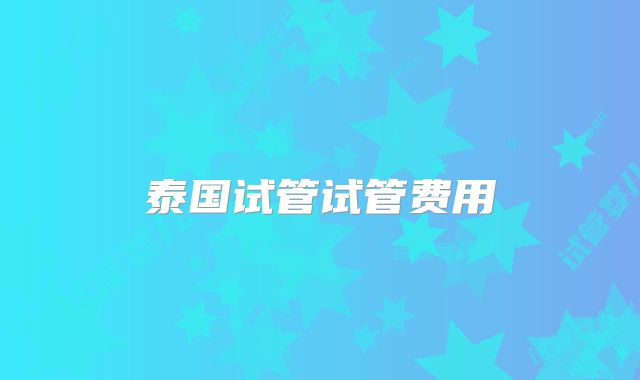 泰国试管试管费用