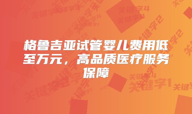 格鲁吉亚试管婴儿费用低至万元,高品质医疗服务保障