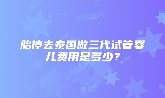 胎停去泰国做三代试管婴儿费用是多少?