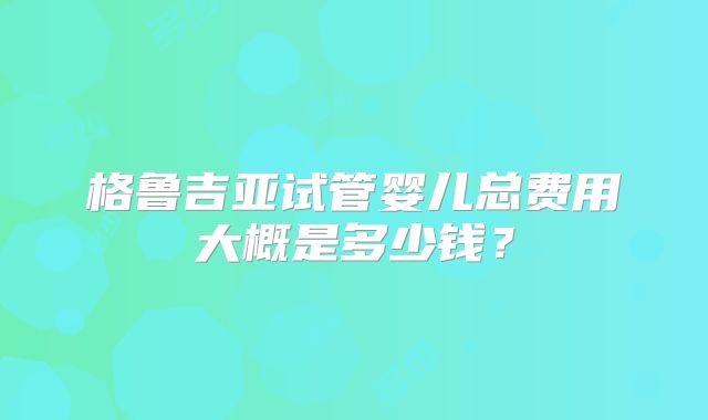 格鲁吉亚试管婴儿总费用大概是多少钱？