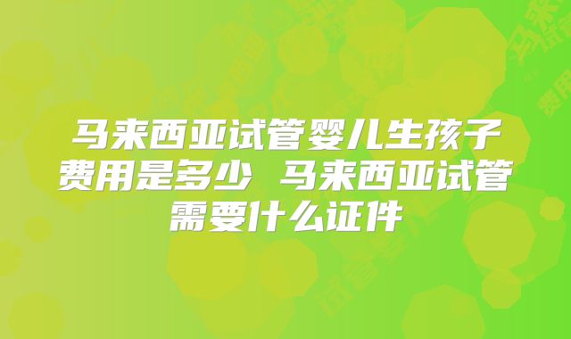 马来西亚试管婴儿生孩子费用是多少 马来西亚试管需要什么证件