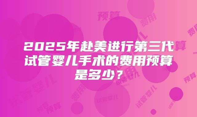 2025年赴美进行第三代试管婴儿手术的费用预算是多少?