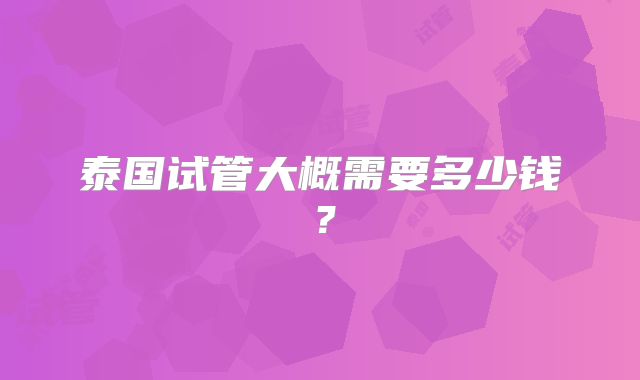 泰国试管大概需要多少钱?