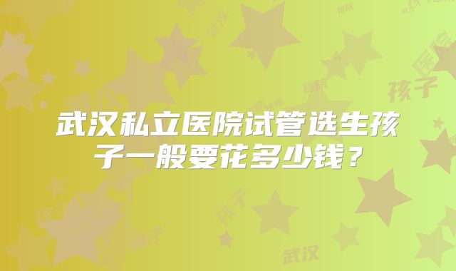 武汉私立医院试管选生孩子一般要花多少钱?