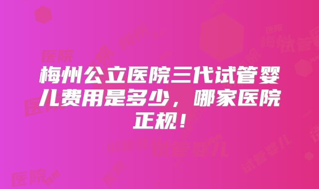 梅州公立医院三代试管婴儿费用是多少，哪家医院正规！