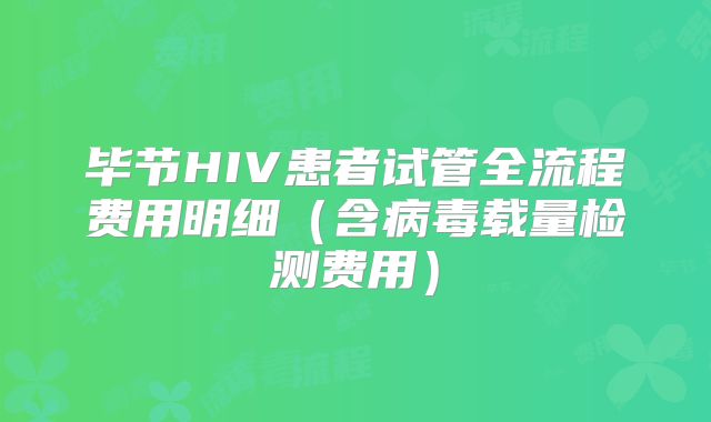 毕节HIV患者试管全流程费用明细（含病毒载量检测费用）