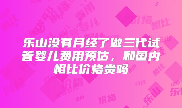乐山没有月经了做三代试管婴儿费用预估，和国内相比价格贵吗