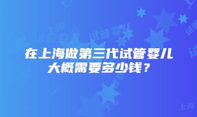 在上海做第三代试管婴儿大概需要多少钱？